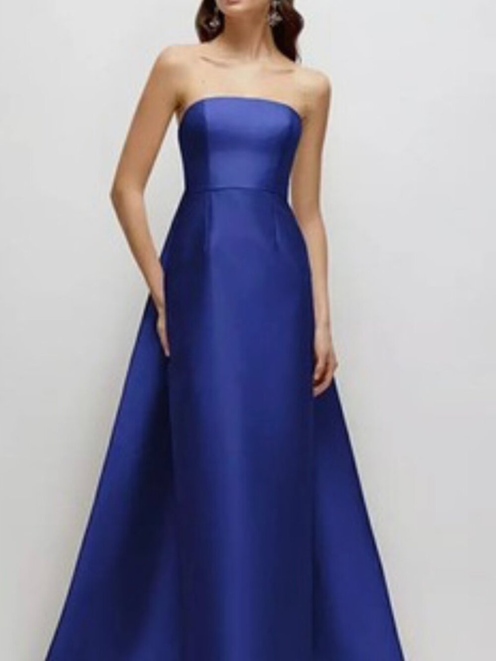 Alfred Sung Strapless Gown with Removable Train Cobalt Blue Style D876 Size 14